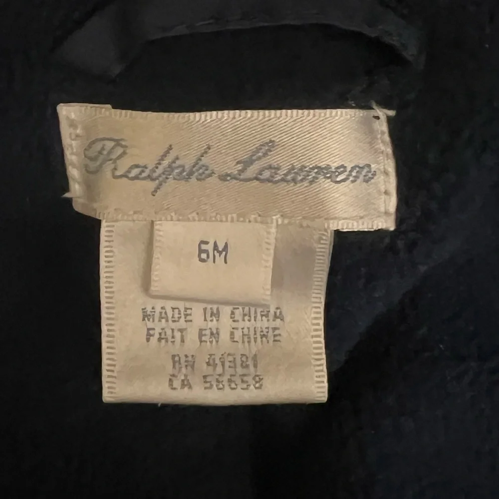 Ralph Lauren Infant Hooded Quilted Coverall Size 6 Months Color Navy Blue